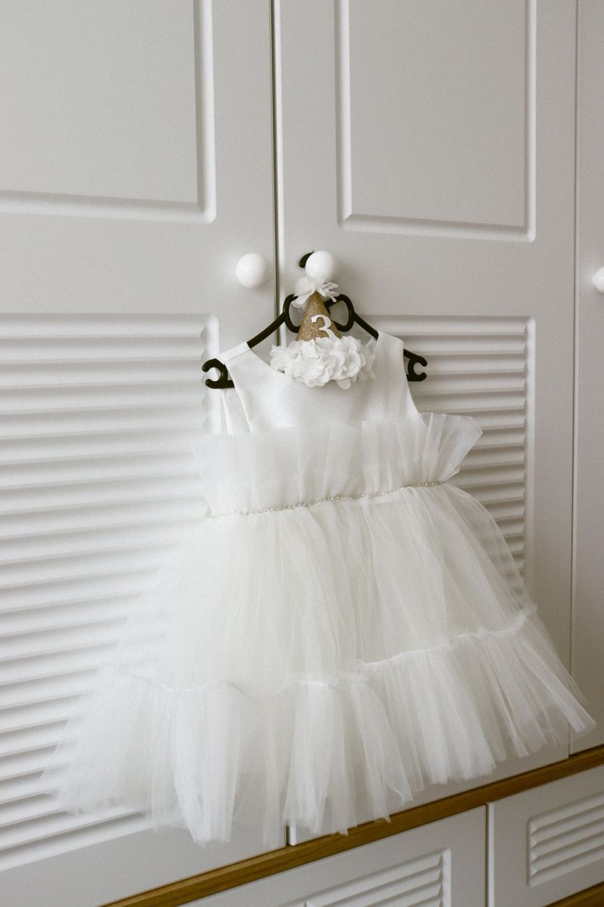 Vestido Tule Branco Festa — Menina